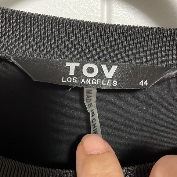 TOV Los Angeles Striped Sleeve Tie Shirt Mini Dress - Picture 2 of 6